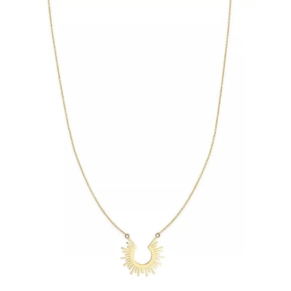 Gold Spiked Sun Ray Necklace - Celestial Pendant - Minimalist Design -‎ Elegant - Picture 9 of 9